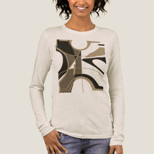 Braun Beige Schwarz Fette Große Formen Geometrisch Tri-Blend Shirt