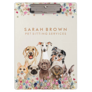 Braun Beige Süßer Hund Hundefriseur Kleine Blumen Klemmbrett