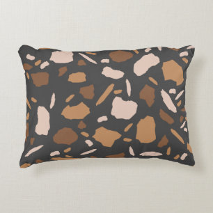 Braun, Beige, Taupe und Grau Terrazzo Marmor Dekokissen