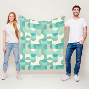Braun Beige Türkis Blau Mintgrün Kreise Muster Fleecedecke