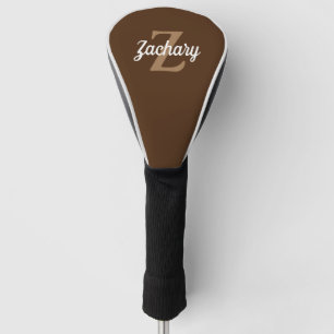Braun, Beige und Weiß Personalisierte Monogramm Golf Headcover