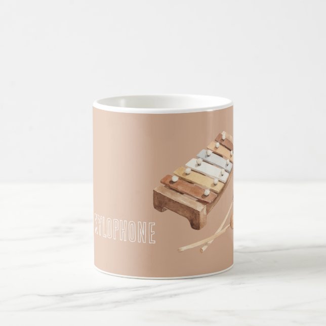 Braun Beige Weiß Xylophon Kaffeetasse (Mittel)