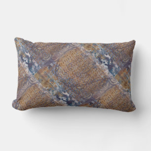 Braun-Blau-Grau und Imitat-Kupfer Lendenkissen