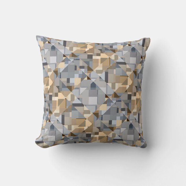 Braun/Blau Trendmuster Kissen (Vorderseite)