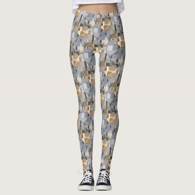 Braun/Blau Trendmuster Leggings (Vorderseite)