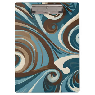 Braun, Blau und Creme Abstrakt Klemmbrett