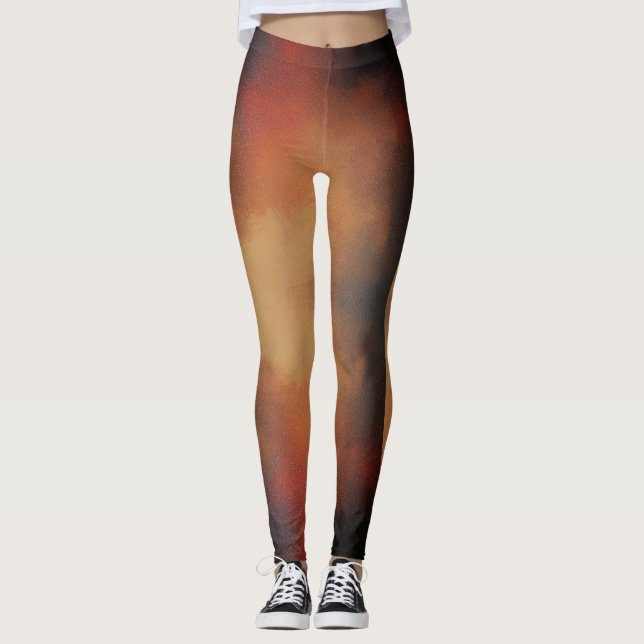 Braun, blaue Abstrakte Leggings (Vorderseite)
