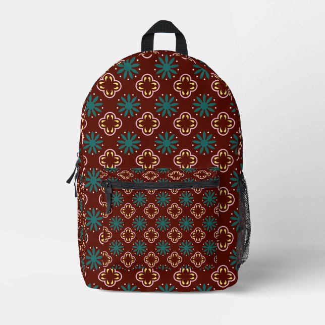 Braun-blaues Muster Bedruckter Rucksack (Vorderseite)