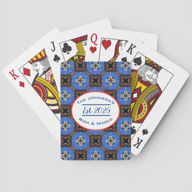 Braun-blaues Quadratmuster Spielkarten (Rückseite)