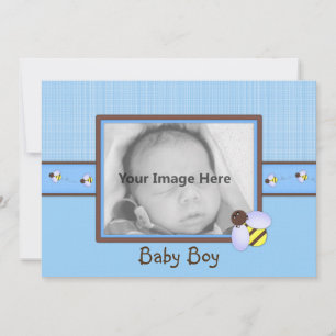 Braun & Blue Baby Boy Geburtserklärung Einladung