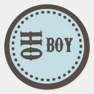 Braun & Blue Oh Boy Babyduschklemme Runder Aufkleber