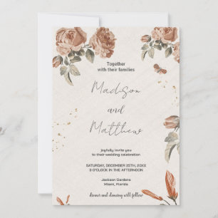 Braun-Blume-Hochzeitseinladungen Einladung