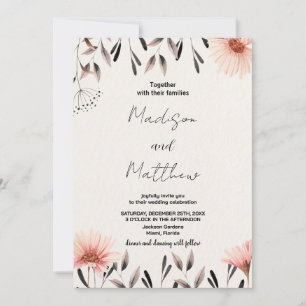 Braun-Blume-Hochzeitseinladungen Einladung