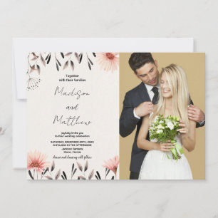 Braun Blume Hochzeitseinladungen mit Foto Einladung