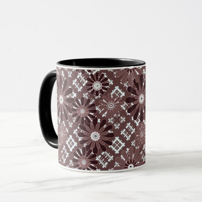 Braun, Blumenmuster Tasse (Vorderseite Links)