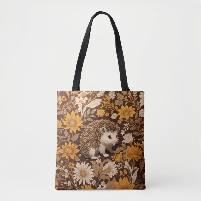 Braun-blumiger William-Morris-inspirierter Igel-Ta (Vorderseite)
