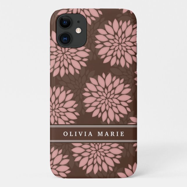 Braun Blush Pink Blume Blossom Muster Case-Mate iPhone Hülle (Rückseite)