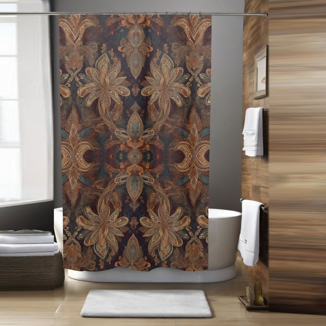 Braun Blütendusche Boho Duschvorhang (Von Creator hochgeladen)