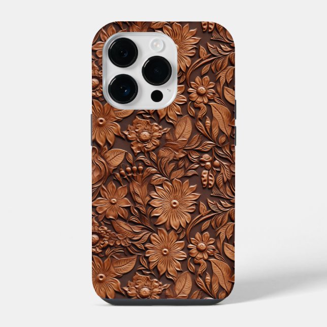 Braun Boho Floral iPhone Hülle (Rückseite)