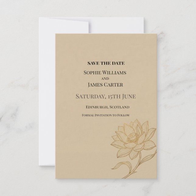 Braun Botanische Hochzeit Save The Date (Vorderseite)