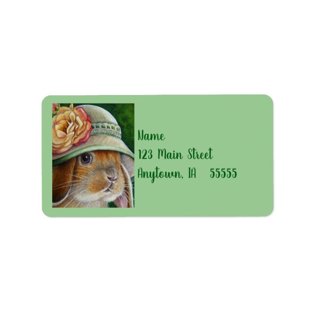 Braun Bunny Rabbit im Frühjahr Bonnet Wasserfarbe  Adressaufkleber (Vorne)