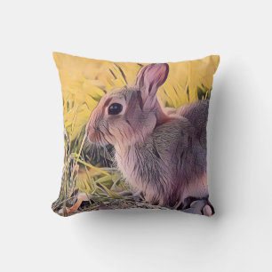 Braun Bunny Rabbit Vintage Kunst Kissen