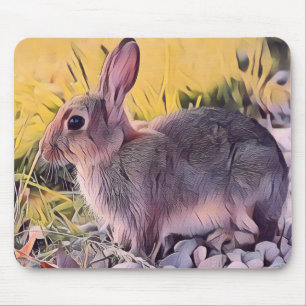 Braun Bunny Rabbit Vintage Kunst Mousepad