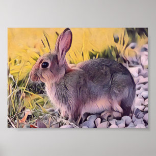 Braun Bunny Rabbit Vintage Kunst Poster
