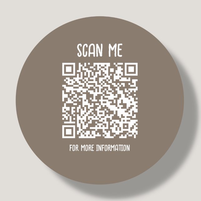 Braun | Business QR Code Scannable Runder Aufkleber (Von Creator hochgeladen)