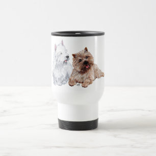 Braun Cairn und Westie Terrier Reisebecher