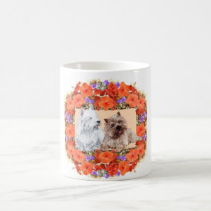 Braun Cairn und Westie Terriers in Floral Kaffeetasse