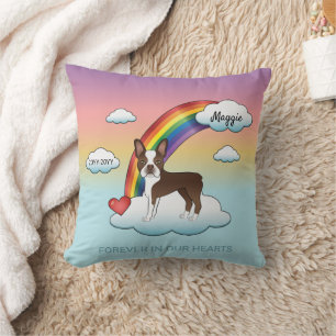 Braun Chocolate Boston Terrier Regenbogen-Gedenkst Kissen