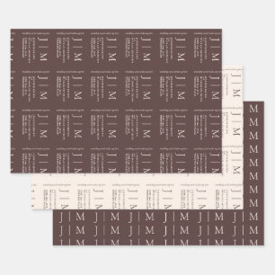 Braun Chocolate Elfenbein Formelle Elegante Hochze Geschenkpapier Set