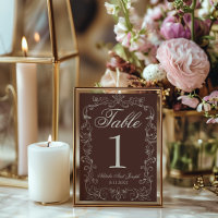 Braun-chocolatefarbene Hochzeitstisch-Nummer im Ol