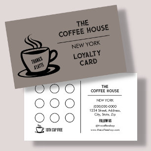 Braun Coffee Shop Loyalty Card Visitenkarte
