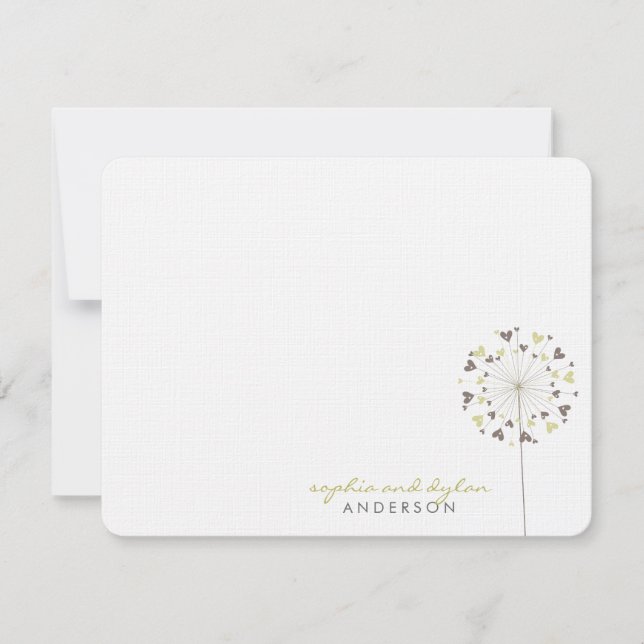 Braun Cream Dandelions Liebe Hochzeit Danke Karte (Vorderseite)