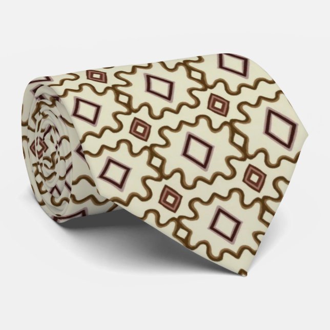 Braun Creme Altspanisches Design Krawatte (Gerollt)
