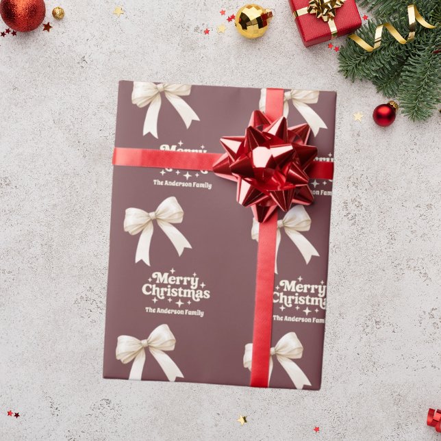 Braun Creme Bogen Retro Weihnachten Geschenkpapier (Von Creator hochgeladen)