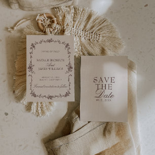 Braun Creme Floral Altgeld Hochzeit Save The Date