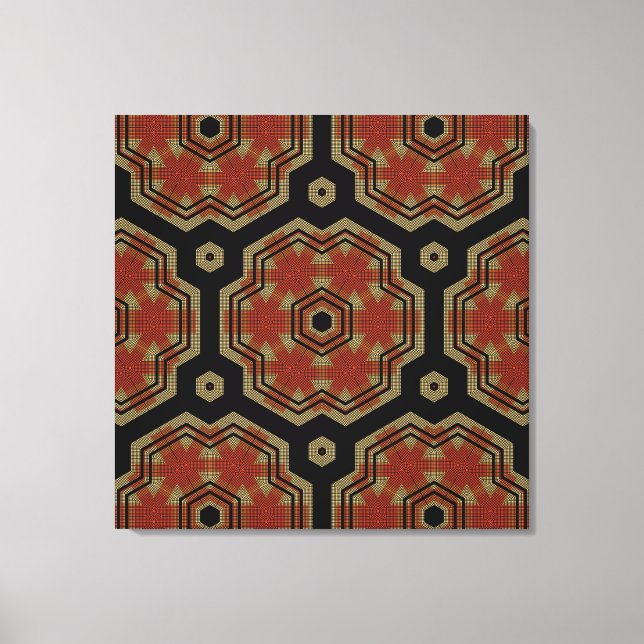 Braun, Creme Retro Art Nahtlose Muster Leinwand (Vorderseite)