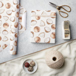 Braun Creme Tropisches Kokosnuss Geburtstag Geschenkpapier