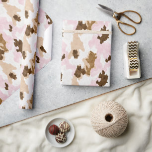 Braun Creme Weiß Rosa Kuhdruck Geburtstag Geschenkpapier