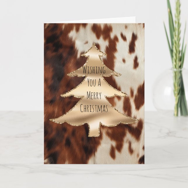 Braun Creme Western Rindsleder Weihnachten Karte (Vorderseite)