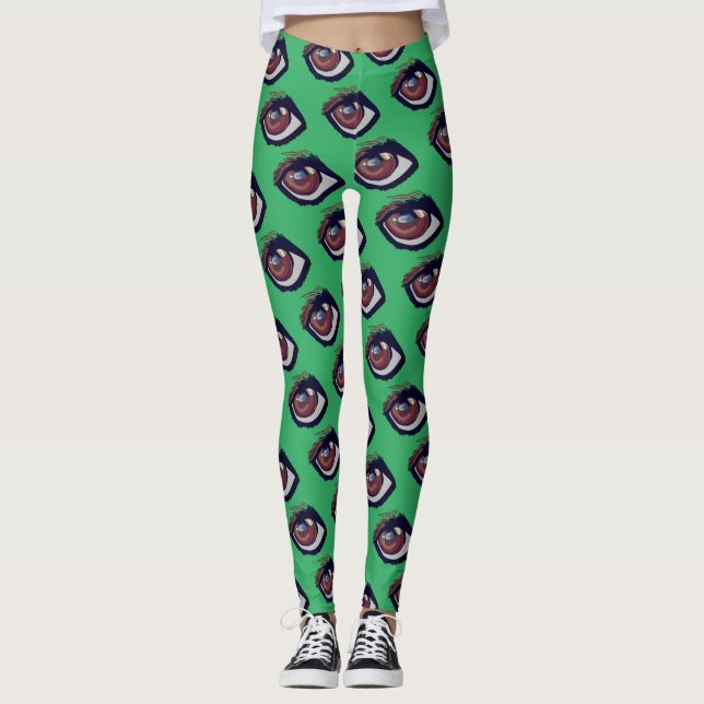 Braun Dackel Eyes Custom Leggings (Vorderseite)