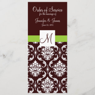 Braun Damask Hochzeitsprogramme mit Monogramm Programm