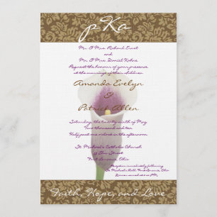 Braun Damask Wedding Inv. Einladung