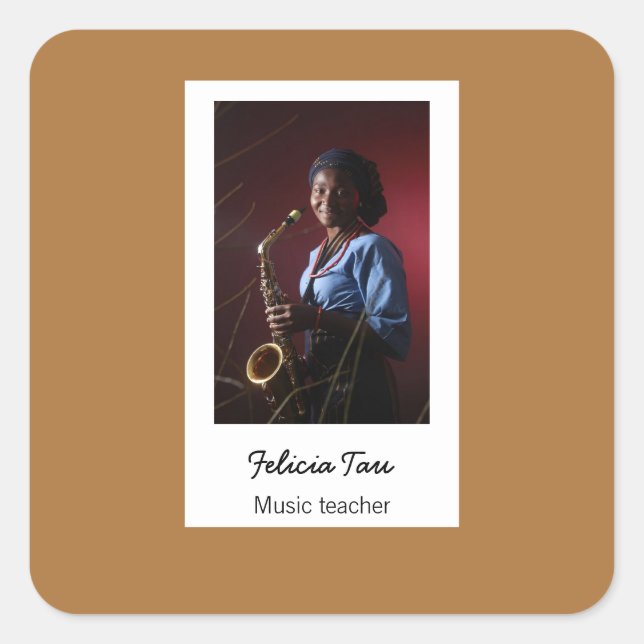 Braun des benutzerdefinierten Fotos Quadratischer Aufkleber (Vorderseite)