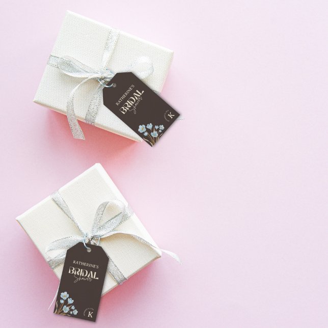 Braun Elegantes blaues Wasser Brautparty Geschenkanhänger (Von Creator hochgeladen)