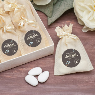 Braun Elegantes blaues Wasser Brautparty Runder Aufkleber