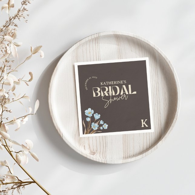 Braun Elegantes blaues Wasser Brautparty Serviette (Von Creator hochgeladen)